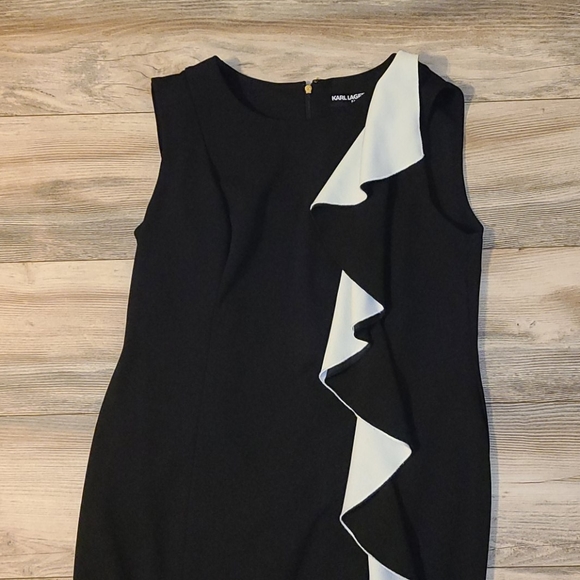 Karl Lagerfeld Paris black midi dress with ruffle - Picture 3 of 7